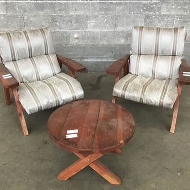 Redwood Patio Chairs & Table (Seattle)