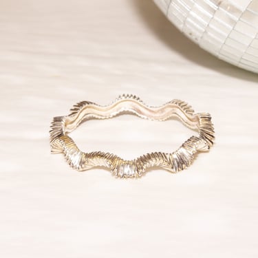 Tiffany & Co. 925 Sterling Silver Wavy Ruffle Bangle Bracelet, Modernist Silver Bracelet, 2 1/2