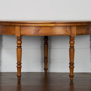 19th Century Country French Louis Philippe Folding Demi-lune Console Provincial Walnut Dining Table 
