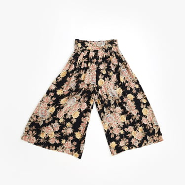 Vintage 90s floral rayon gaucho pants 