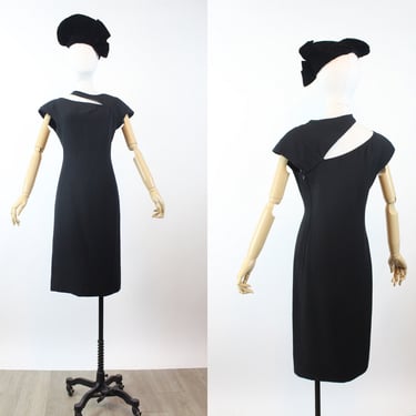 1970s ESTEVEZ asymmetrical SLASH neckline dress small | new winter 