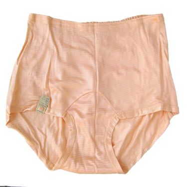 Vintage Granny Panties in Peach Damask Stripe, Lolita Style, New Old Stock, Deadstock Vintage High Waisted Briefs / Size M 