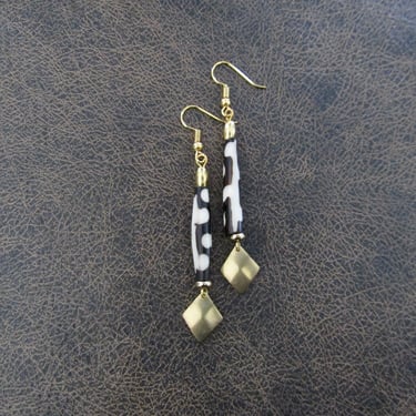 Batik print earrings, tribal dangle earrings, exotic bold statement earrings, African Afrocentric earrings 4 
