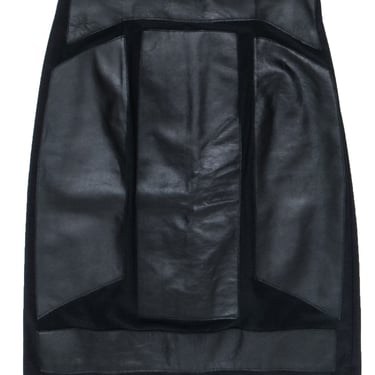 Nicole Miller - Black Leather Panel Pencil Skirt Sz 10
