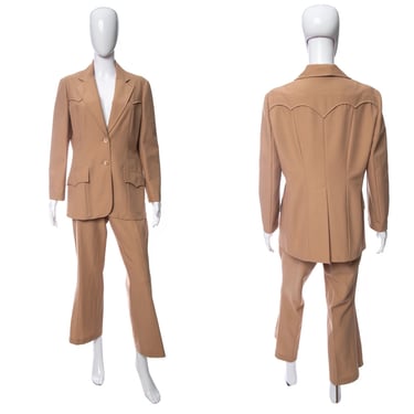 1970's Lasso Beige Ladies' Western Pant Suit Size L