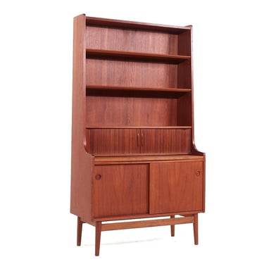 Johannes Sorth for Bornholm Mobelfabrik Danish Teak Tambour Door Secretary Desk Bookcase - mcm 