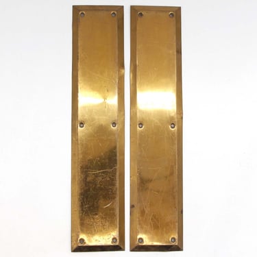 Pair of Vintage 14.375 in. Polished Brass Door Push Plates