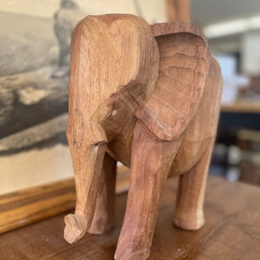 Free Shipping Within Continental US - Vintage Wooden Carved Elephant Sculpture Stand 