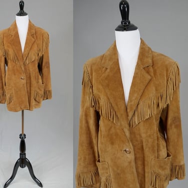 70s Men's Suede Leather Fringe Jacket - Brown Wilson's Coat - Vintage 1970s - M 