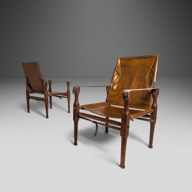 Set of Two (2) Safari Chairs Designed by Kaare Klint for Rud Rasmussen, Denmark, c. 1960's 