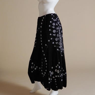 F/W 2002 Giorgio Armani runway velvet skirt/pants hybrid with sequins and embroidery 