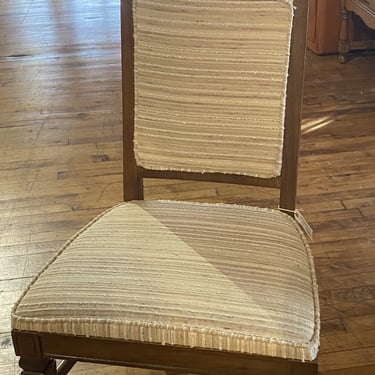 Frayed Linen Upholstered Dining Chair w Embossed Legs
