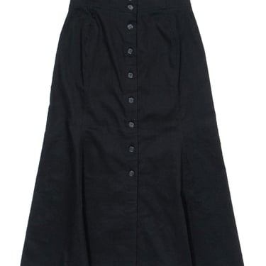A.L.C. - Black Button Front A-Line Midi Skirt Sz 2