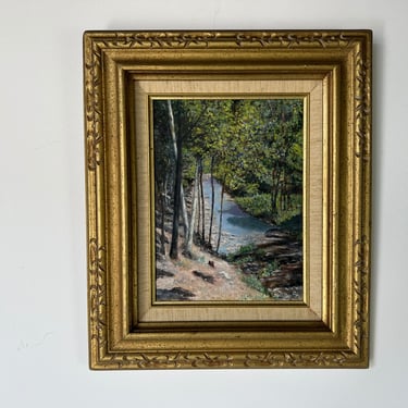 70's Kay Maret Hensick " Small Falls Maine" Oil Landscape Painting 