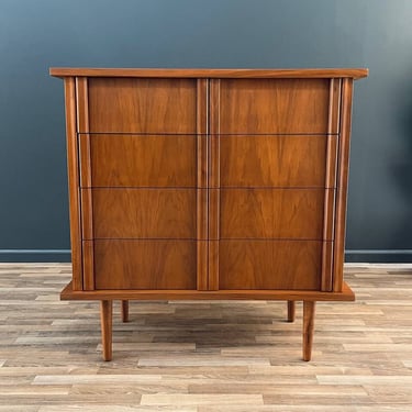 Mid-Century Modern Walnut Highboy Dresser by American of Martinsville 