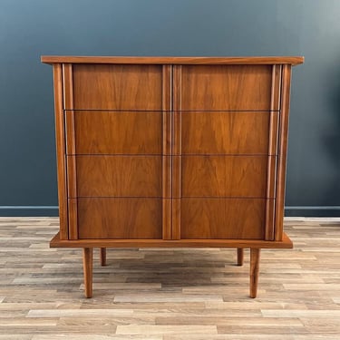 Mid-Century Modern Walnut Highboy Dresser by American of Martinsville 