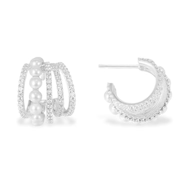 Apm Monaco Women Croisette pearl hoop earrings