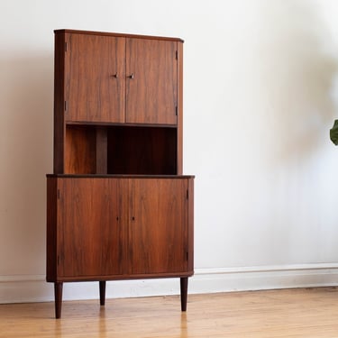 Mid Century Danish Modern Rosewood Corner Cabinet 