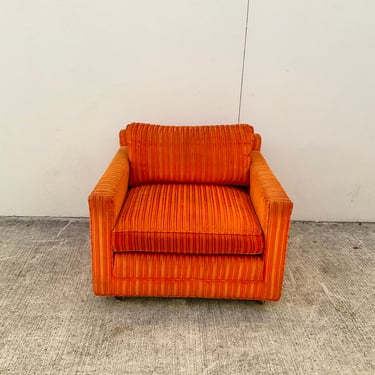 Orange Striped Velvet Sofa Club Chair