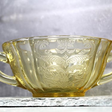 Antique Amber Depression Glass Candy Dish with Handles | Small Amber Depression Glass Bowl | 1930s | Bixley Shop 