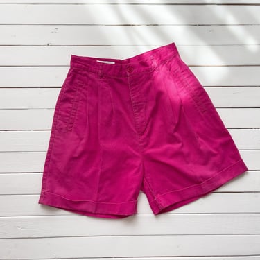 high waisted shorts 80s 90s vintage hot pink cotton shorts 
