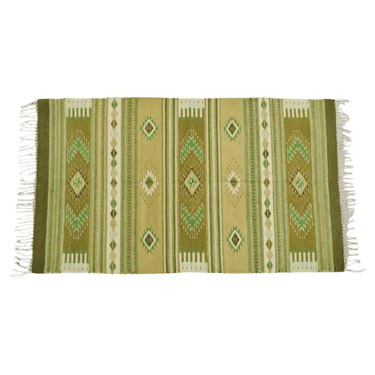 North American Navajo Style Wool Rug in Green Tones