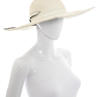 1950's Lilly Dache White Square Wide Brim Hat