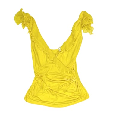 Dior Yellow Silk Ruffle Tank