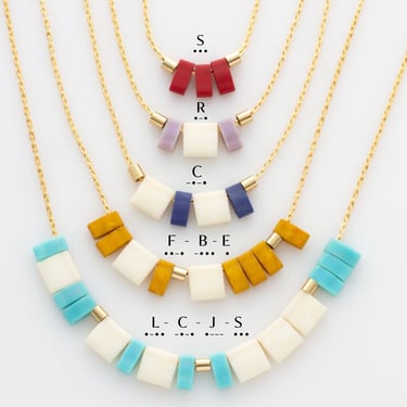 Initial Morse Code Necklace,  Modern Color Block Initial Necklace, Custom Morse Code Necklace, Unique Initial Necklace 