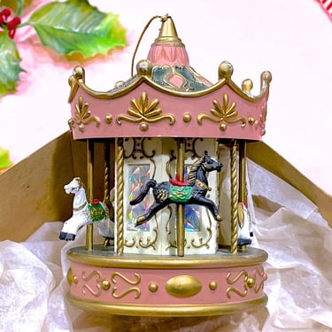 VINTAGE: Plastic Carousel Horse Ornament - Horse Figurine - Animal Ornament 