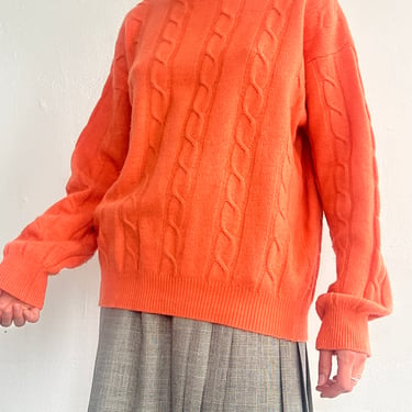 Melon Cashmere Cableknit Crew (L)