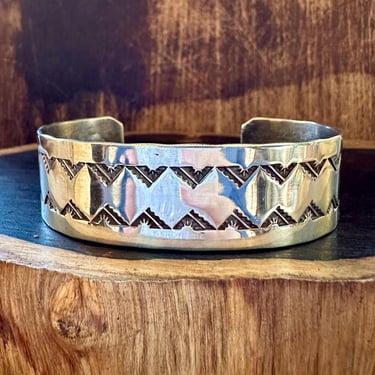 BUFFALO DANCER Sterling Silver Overlay Cuff | Large Silver Bracelet, Hopi Design Style | Navajo, Native American, Southwestern Jewelry | 38g 