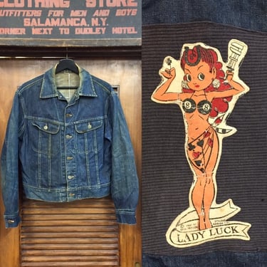 Vintage 1950’s Lee Riders Lady Luck Denim Jacket, Vintage Denim, Motorcycle Club, Vintage Jacket, Vintage Clothing 
