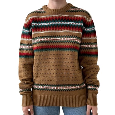 Vintage 1970s Mikes Place Retro Mid Mod Fair Isle Christmas Ski Crew Sweater XL 