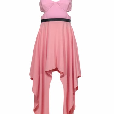 Halston Heritage - Two-Tone Pink High-Low Hem Dress w/ Cutouts Sz M