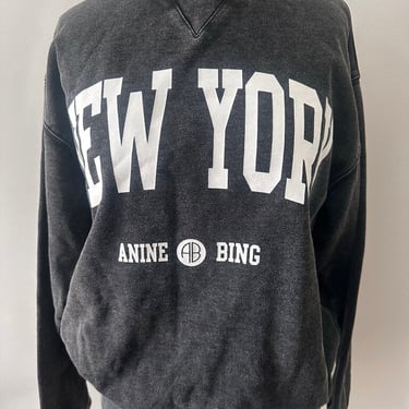 ANINE BING RAMONA SWEATSHIRT UNIVERSITY NEW YOR - WASHED BLACK Sz: M