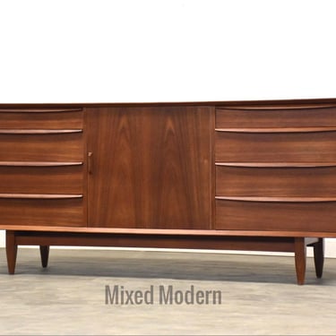 Refinished 75” Danish Modern Teak Sideboard Credenza Dresser by Falster 