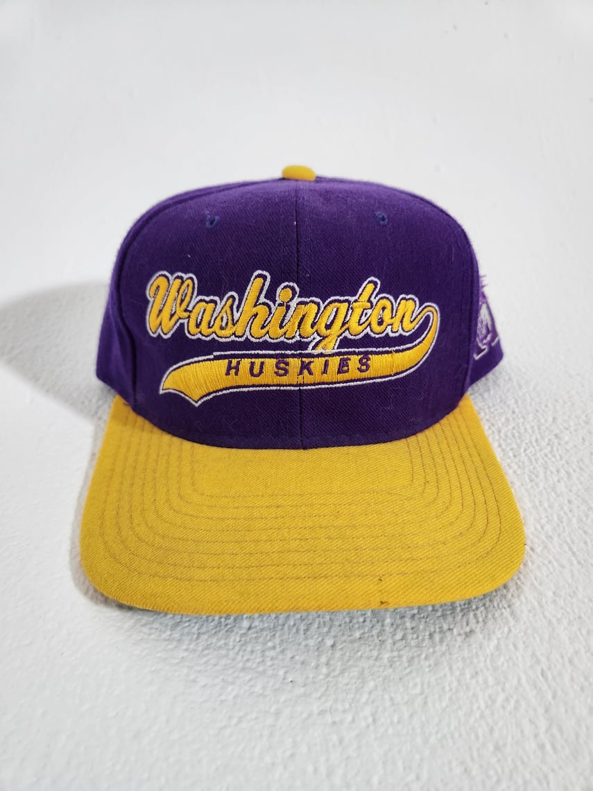 Vintage 90s popular Starter Natural Wool TriPower NCAA Washington Huskies Snapback Hat Cap