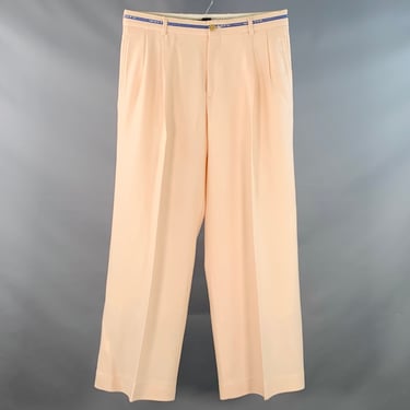 WALTER VAN BEIRENDONCK Size 34 Beige Pink Twill Wool Pleated Dress Pants