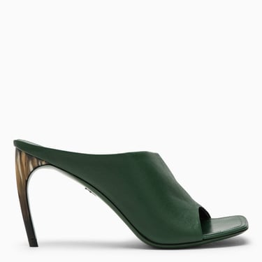 Ferragamo Forest Green Slide With Curved Heel Women