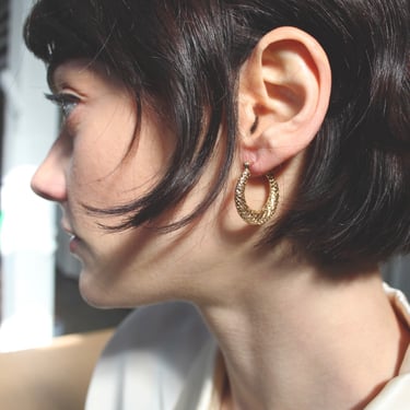 Vintage 14K Gold Mesh Hoop Earrings