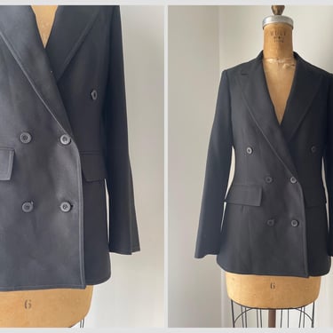 Vintage 1970’s GIVENCHY polyester blazer | black double breasted jacket, wide lapels, XS/S 