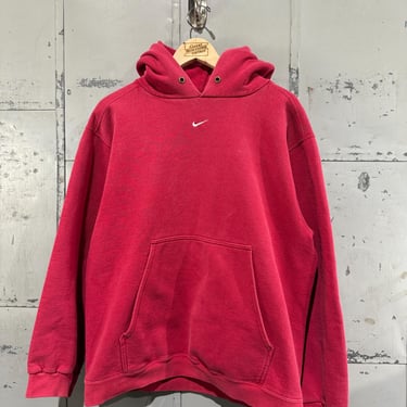 Vintage Red Nike center swoosh Hoodie sweatshirt with Embroidered check  90's Y2K Style 