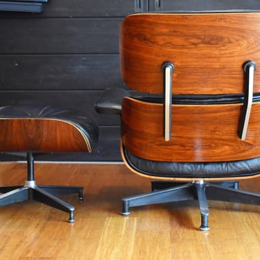 Restored 1st generation Brazilian Rosewood Eames lounge chair and ottoman by Herman Miller (670/671) - #75 