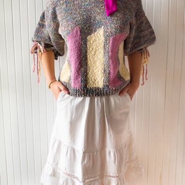 Vintage Handmade Knit Puff Sleeve Sweater Medium