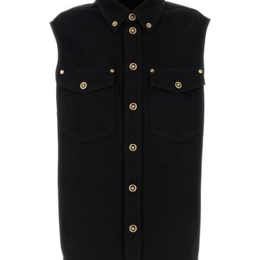 Versace Men Black Denim Vest