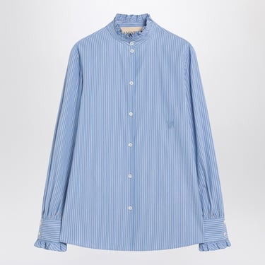 Valentino Light Blue Striped Shirt In Cotton Women