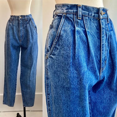 Vintage 80s DENIM Pleated Trousers Pants / BILL BLASS / All Cotton 