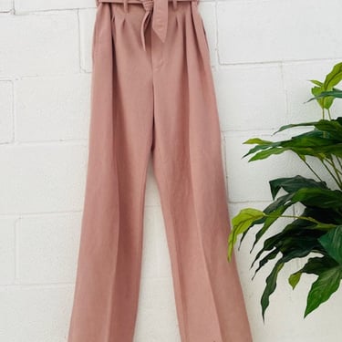 Dust Pink Ultra Suede Tie Front Trousers \/ W:26\u201d