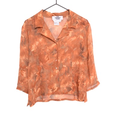 Leaves Silk Button Top